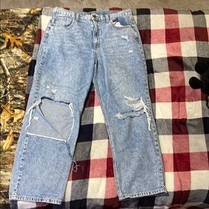Men's Light Blue Distressed Jeans